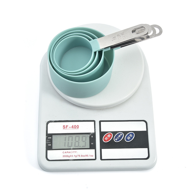 Plastic measuring spoon set, stainless steel handle measuring cup measuring spoon 8-piece set with scale measuring spoon measuring spoon set, baking tool