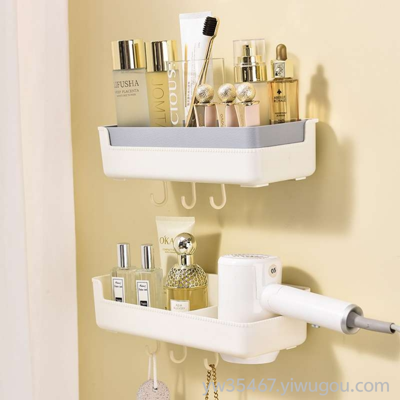 P24-PM-5002 Bathroom Storage Rack Wall mounted Non perforated Storage Rack Household Bathroom Hairdryer Rack