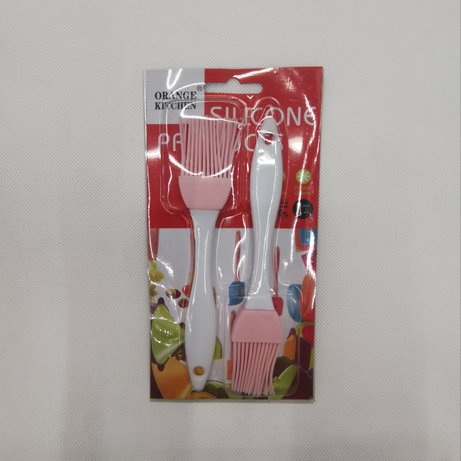2pc silicone brush baking oil brush card packaging pink green mixed color household cream spatula DIY baking tool