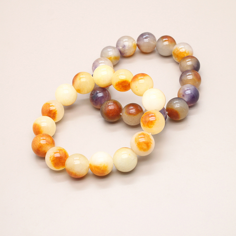 Quartz stone, jade, purple yellow crystal bracelet, quartz stone, single circle, seven colored jade, optimized colored bracelet jewelry