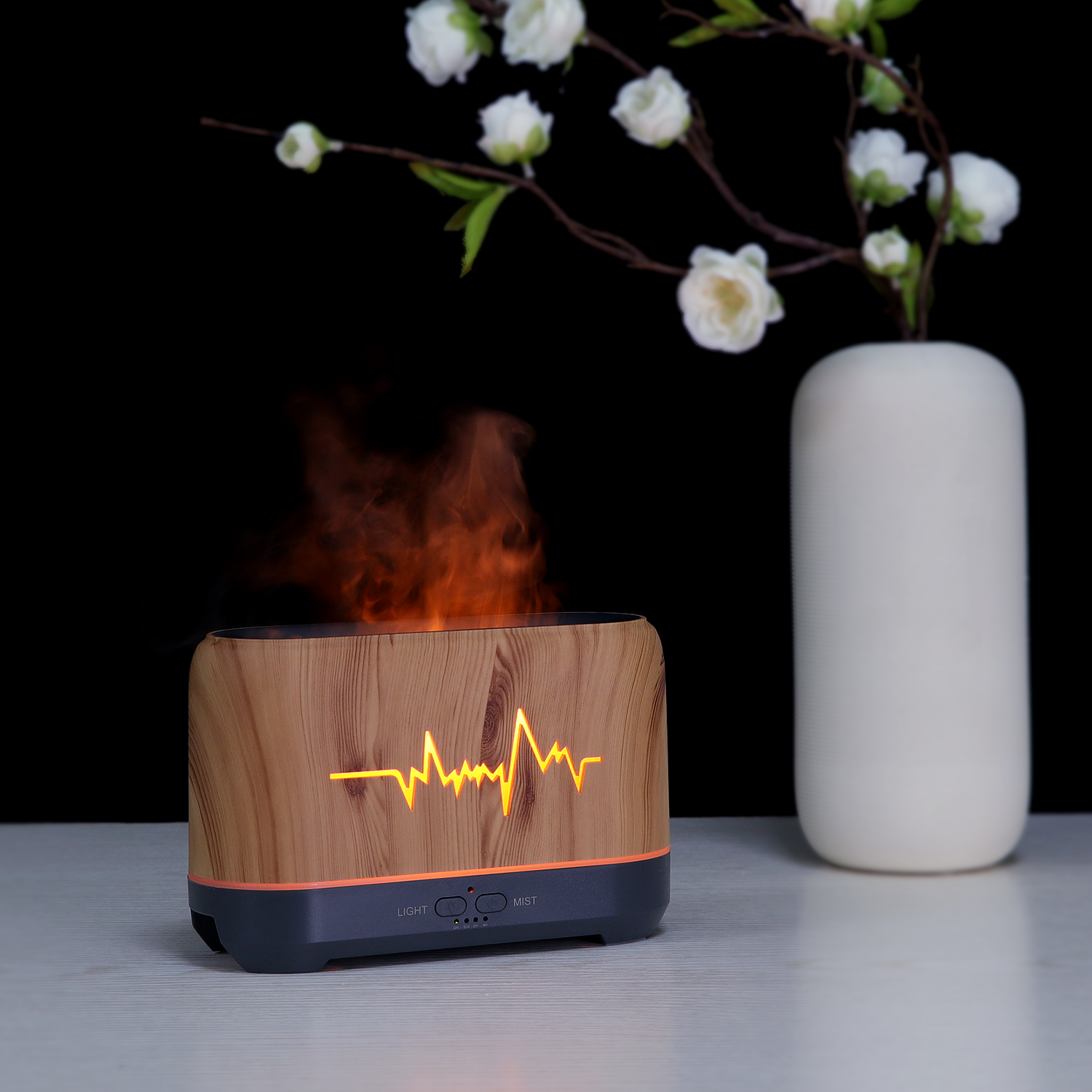 Creative flame aromatherapy machine, bedroom bedside table small night light, home office humidifier