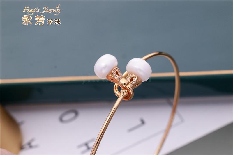 Ins Port Style Freshwater Pearl Open Adjustable Bracelet, Korean Versatile Thin Bracelet, European and American Style Bracelet