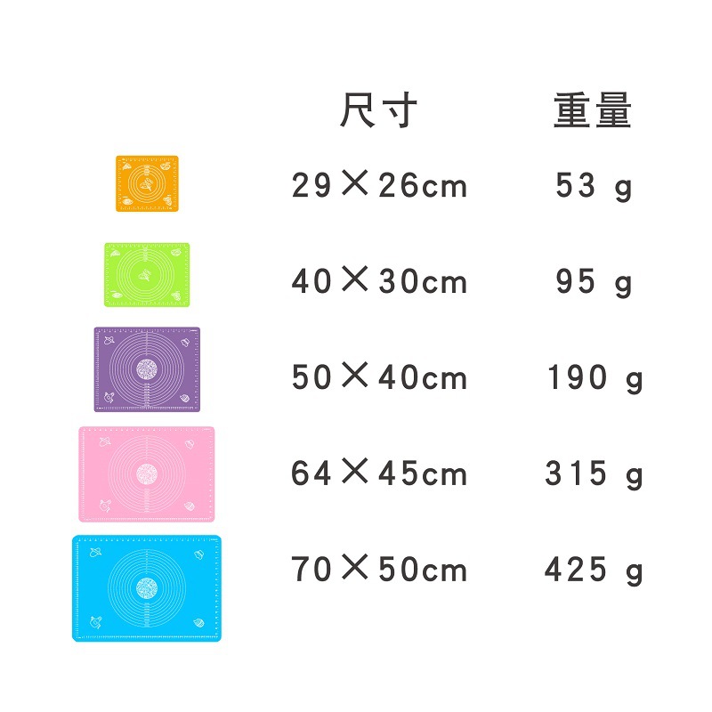 40 * 50cm Silicone Rubbing Mat with Scale Baking Mat Non stick and Noodle Mat Silicone Rubbing Mat