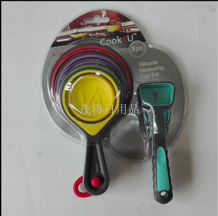 Silicone 8-piece measuring cup and spoon set for household kitchen baking tools
