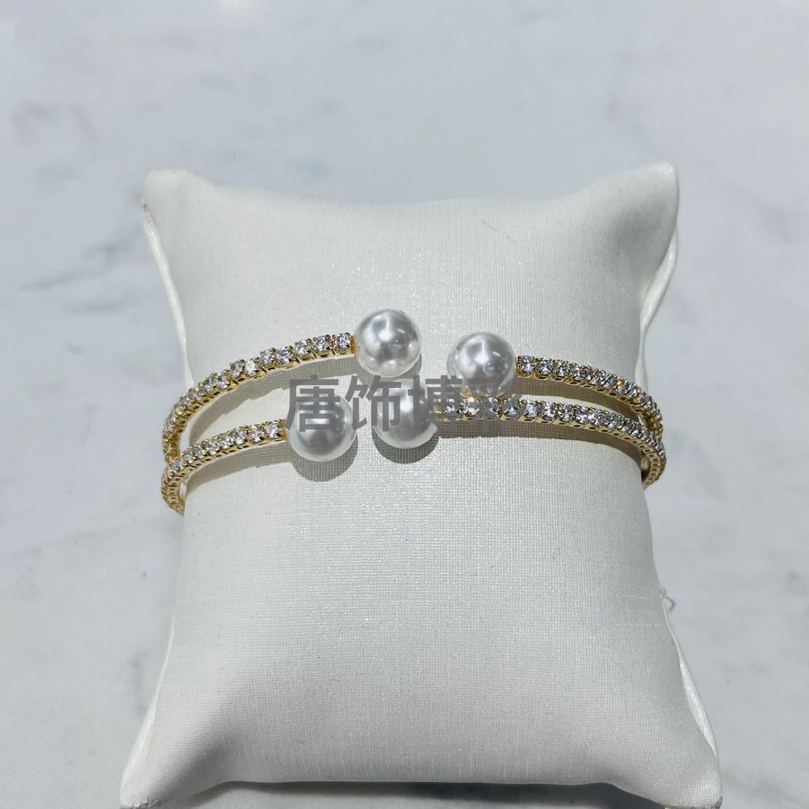 Real gold color preservation electroplated pearl zircon handmade multi loop elastic fashion versatile bracelet