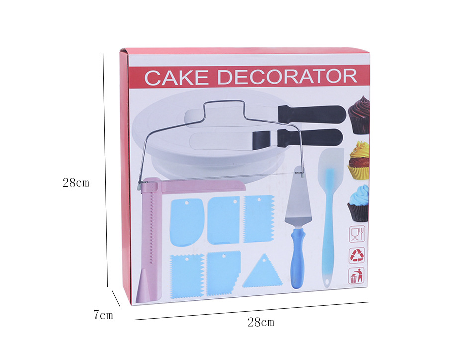 Baking tool set, cake decoration scraper, scraper, leveler, cake turntable, 13 piece set, cake divider
