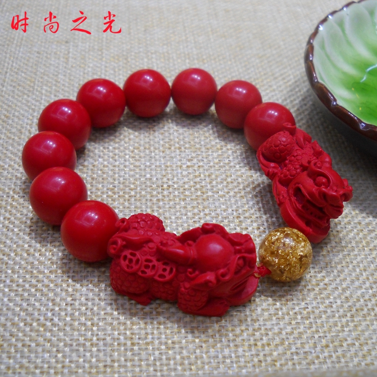 Natural cinnabar DIY handmade gold foil cinnabar bracelet bracelet bracelet manufacturer direct sales