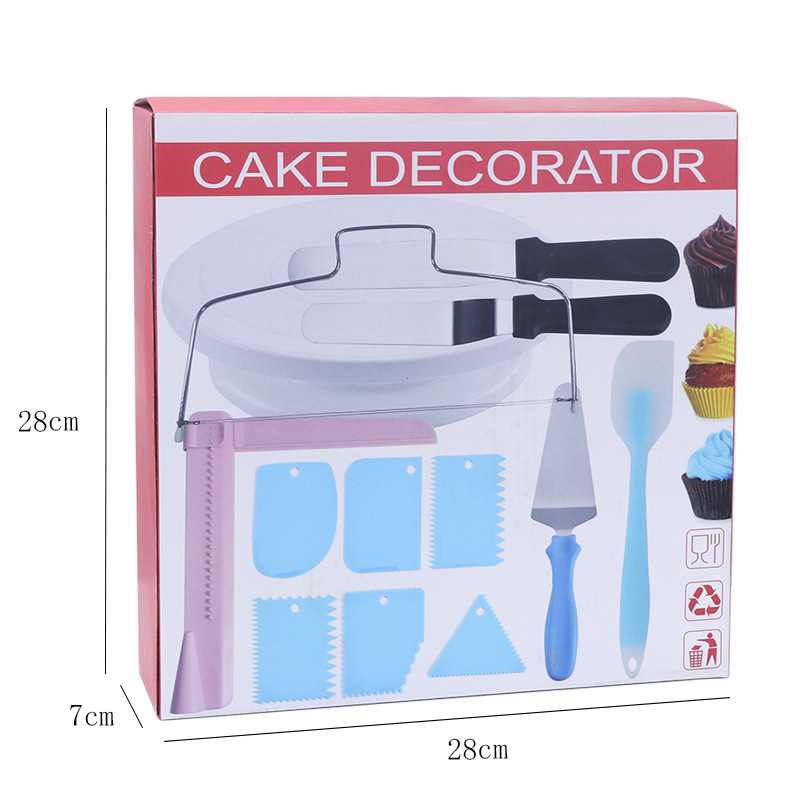 Baking tool set, cake decoration scraper, scraper, leveler, cake turntable, 13 piece set, cake divider