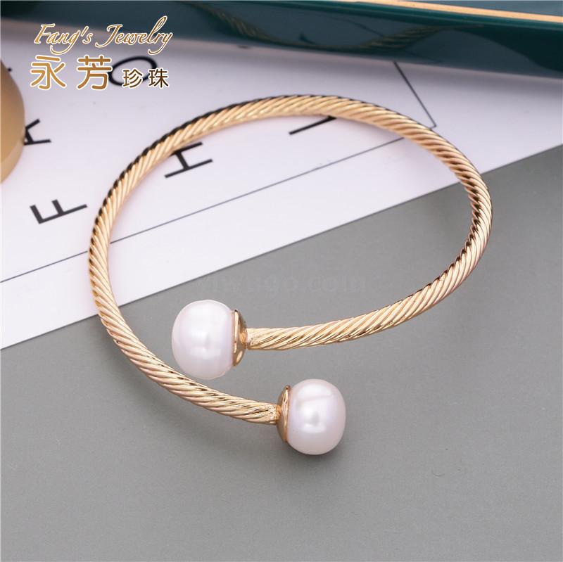 Ins Port Style Freshwater Pearl Open Adjustable Bracelet, Korean Versatile Thin Bracelet, European and American Style Bracelet