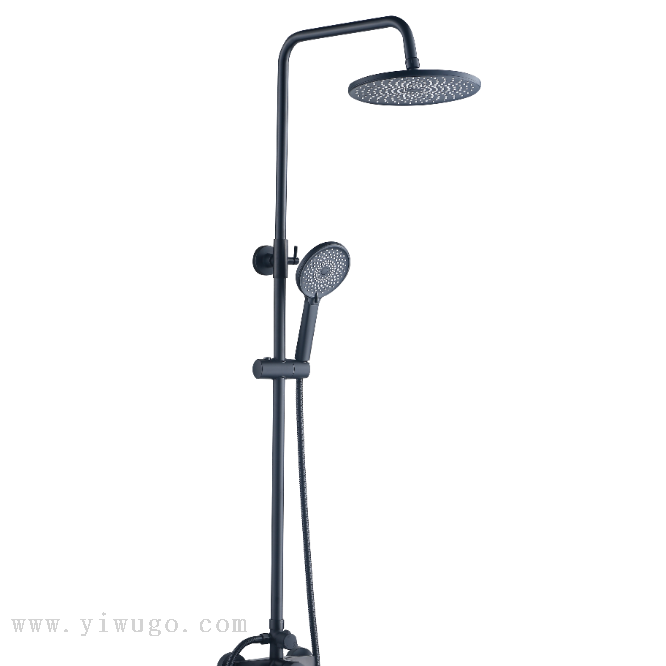 Black handheld showerhead stainless steel 7-shaped tube ABS top spray showerhead set factory direct sales