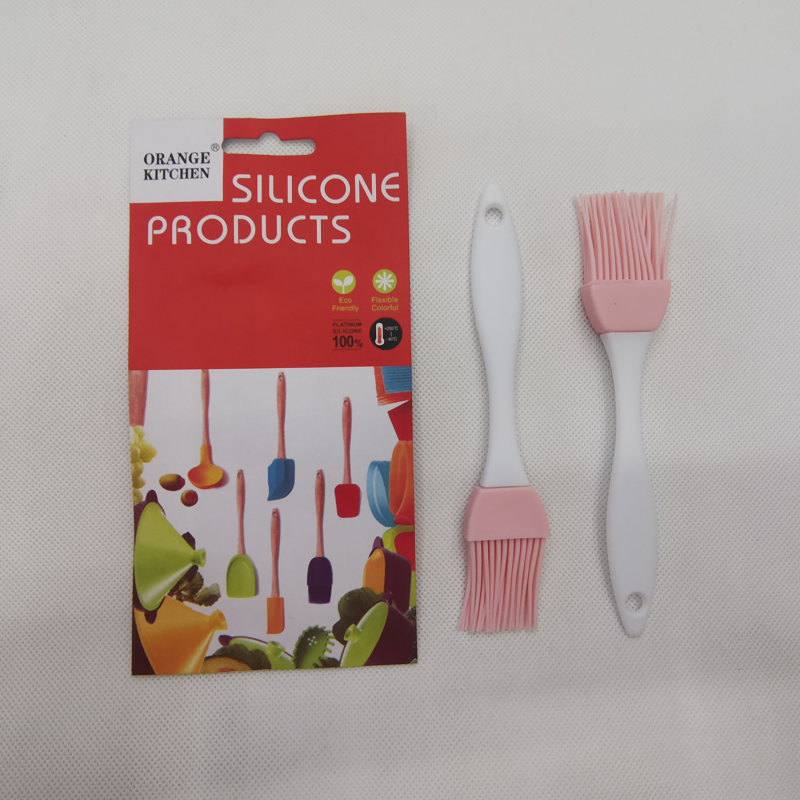 2pc silicone brush baking oil brush card packaging pink green mixed color household cream spatula DIY baking tool