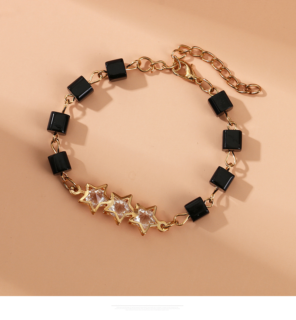 Cross border niche design in Europe and America, cool style, simple and fashionable pentagram zircon square bracelet, women's headwear accessory