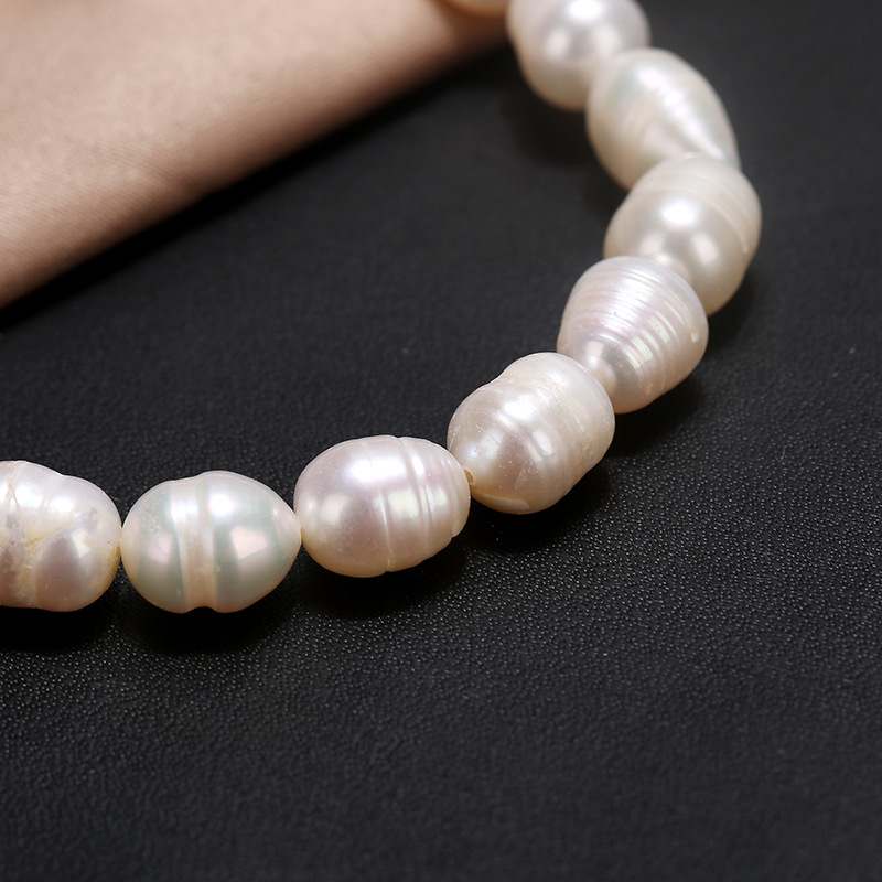 Popular rice shaped natural freshwater pearl bracelet with drum shaped agate and pearl bracelet for women