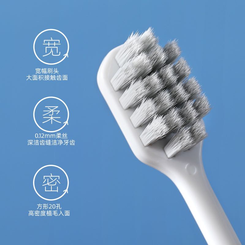 Adult silver ion square hole tooth brush with soft bristles for couples, wide head ultra fine bristles for home use, high-end toothbrush manufacturer direct sales in stock