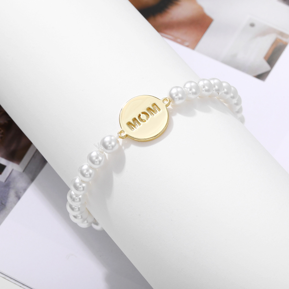 New Cross border Hot selling Pearl Style Mother's Day Gift Bracelet Simple and Versatile MOM High Brightness Pearl Bracelet Bracelet