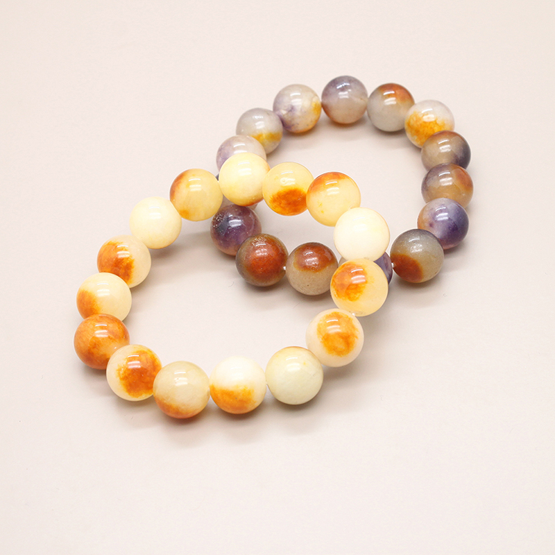Quartz stone, jade, purple yellow crystal bracelet, quartz stone, single circle, seven colored jade, optimized colored bracelet jewelry