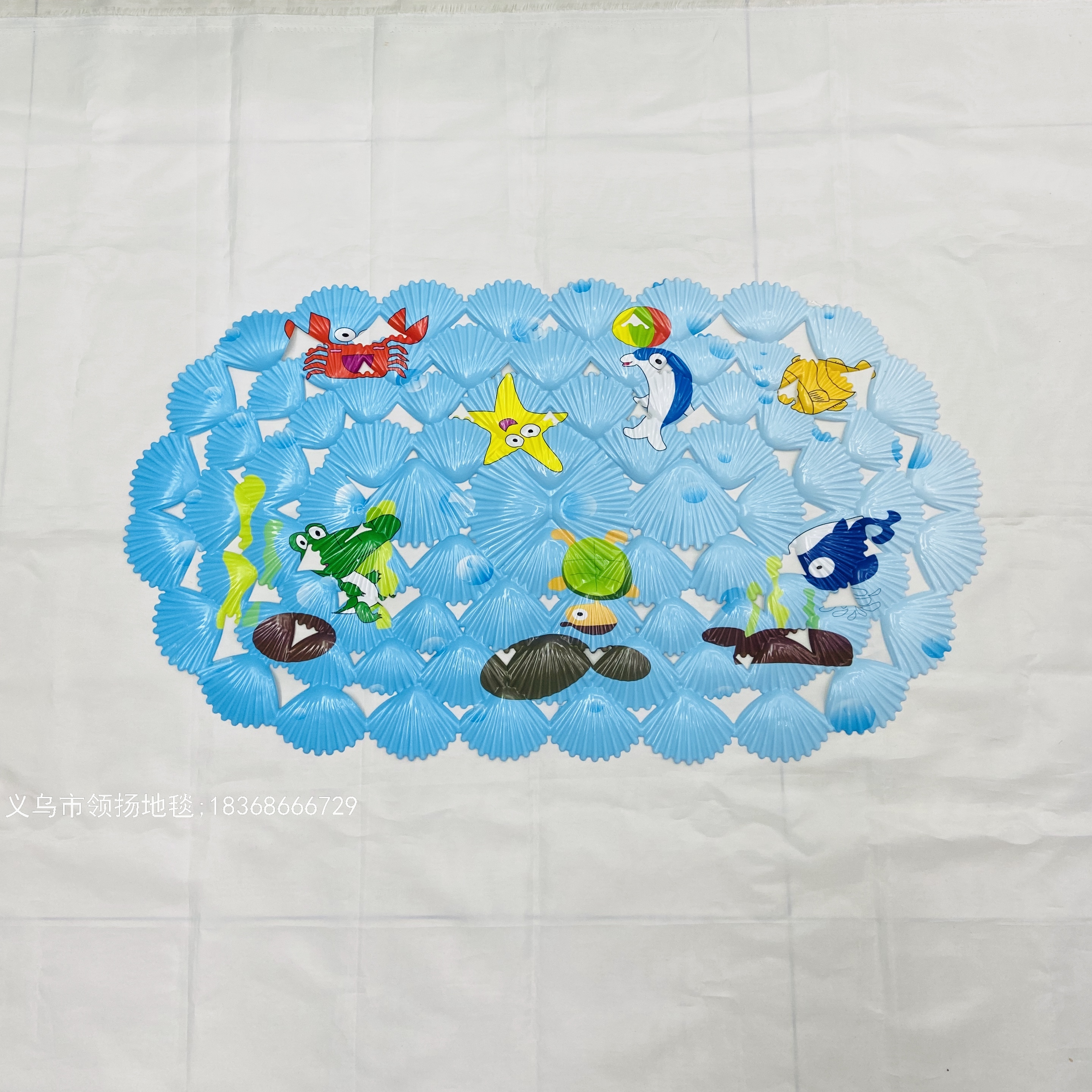 Shell printed PVC bathroom mat anti slip massage mat bathtub anti slip mat with suction cup PVC anti slip mat