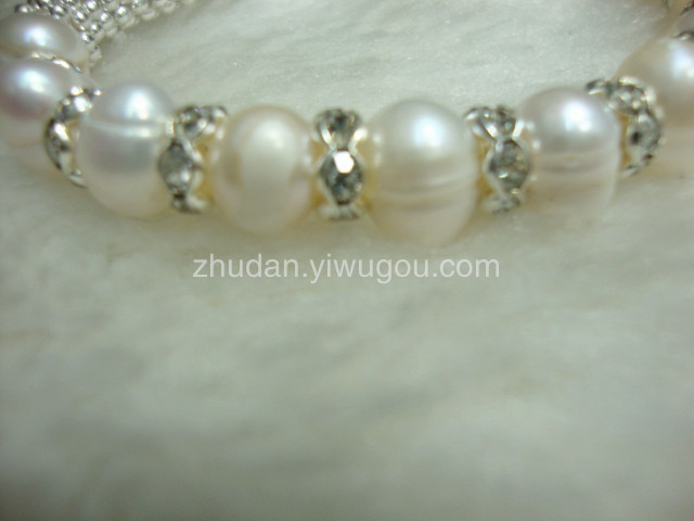 Natural pearl alloy diamond ring bracelet