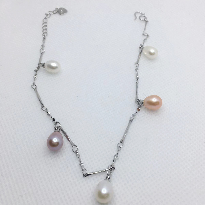 Wholesale Natural Freshwater Pearl Adjustable Size 925 Silver Freshwater Pearl Bracelet, Internet Celebrity Live Check in Product