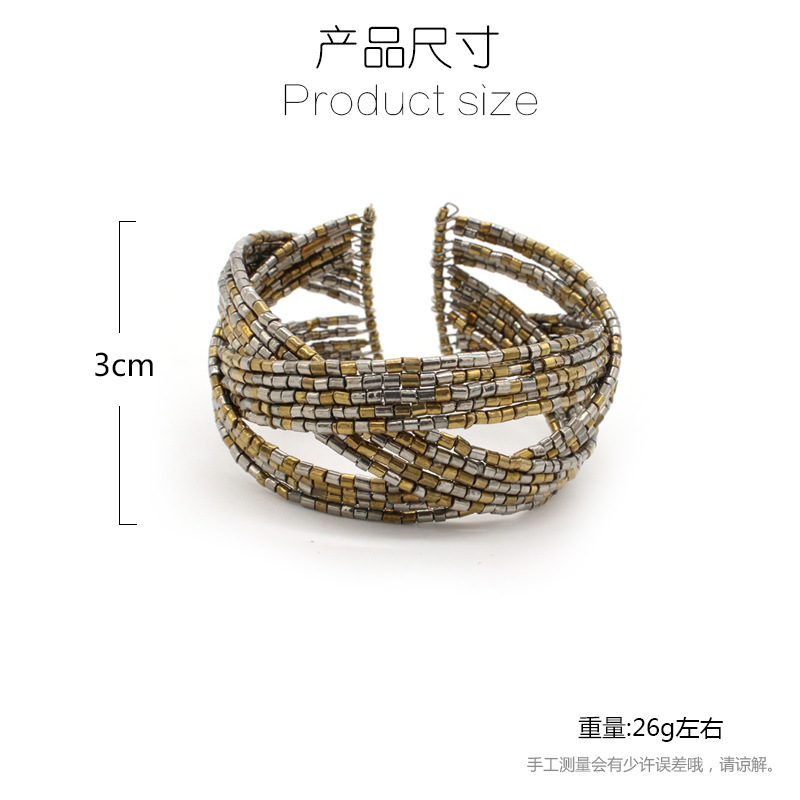 European and American ethnic style rice bead woven bracelet punk style fashion personality handmade bead multi-layer bracelet jewelry wholesale