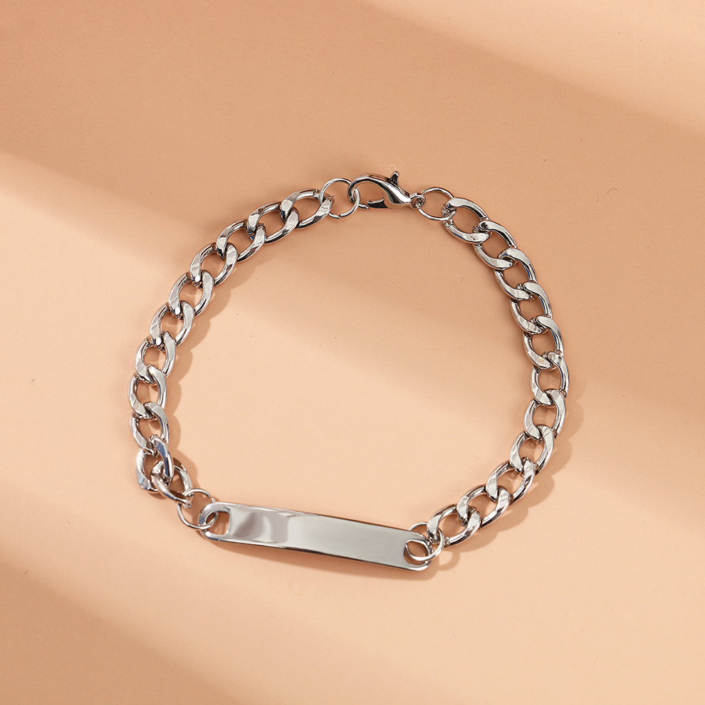 Bracelet men's trendy Korean version titanium steel chain personalized men's bracelet simple men's style cool punk wide bracelet cross-border