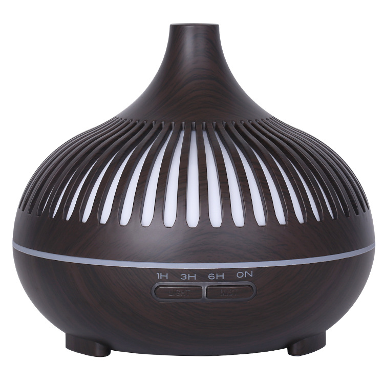 Wood grain humidifier, wood grain aromatherapy machine, 500ML remote control hollow cross-border new model, 7-color lighting
