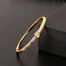 Cross border New Product European and American Trendy Leopard Open Bracelet Women's Genuine Gold Plated Copper Micro Inlaid Zircon Handpiece