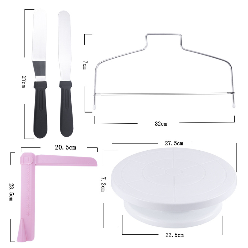 Baking tool set, cake decoration scraper, scraper, leveler, cake turntable, 13 piece set, cake divider
