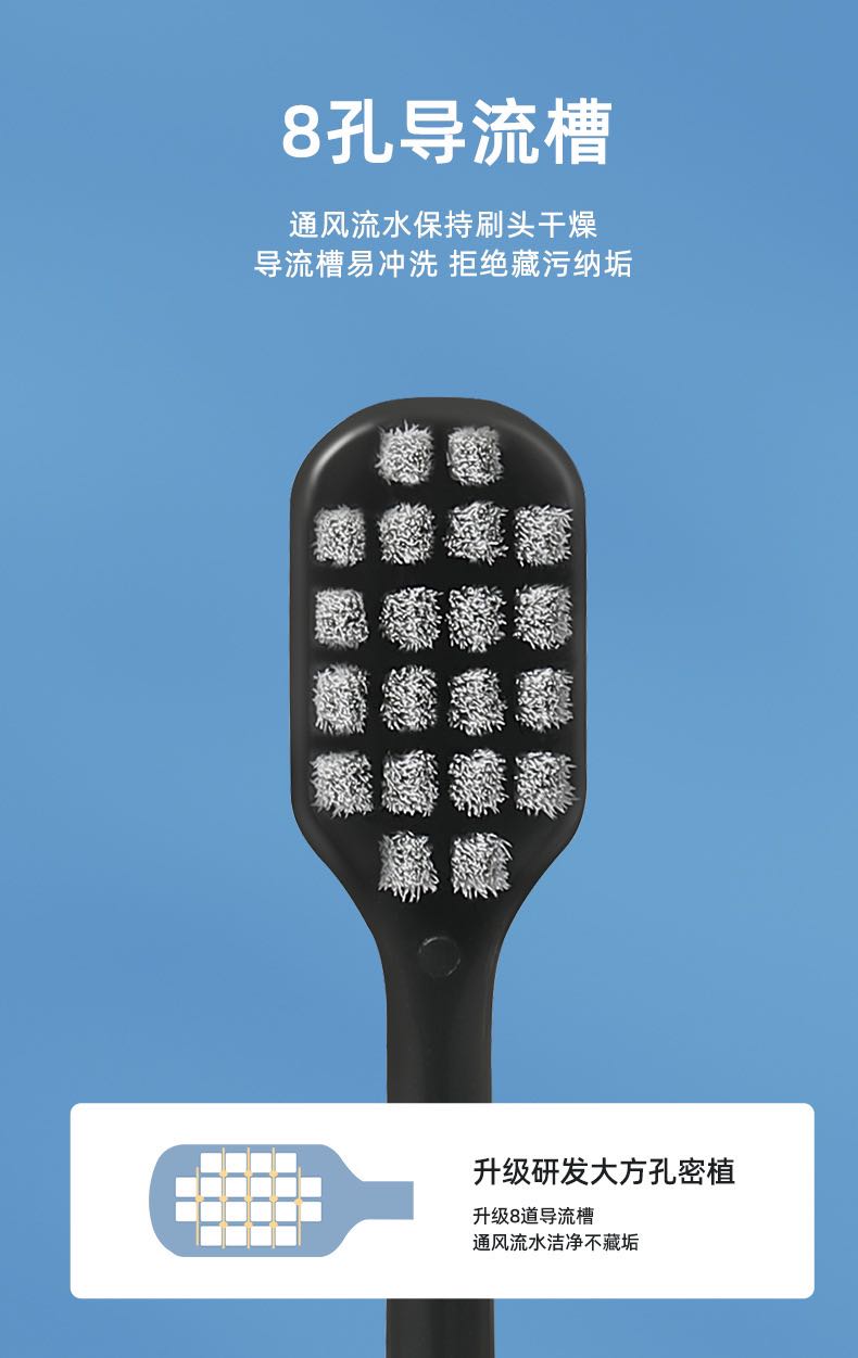 Adult silver ion square hole tooth brush with soft bristles for couples, wide head ultra fine bristles for home use, high-end toothbrush manufacturer direct sales in stock