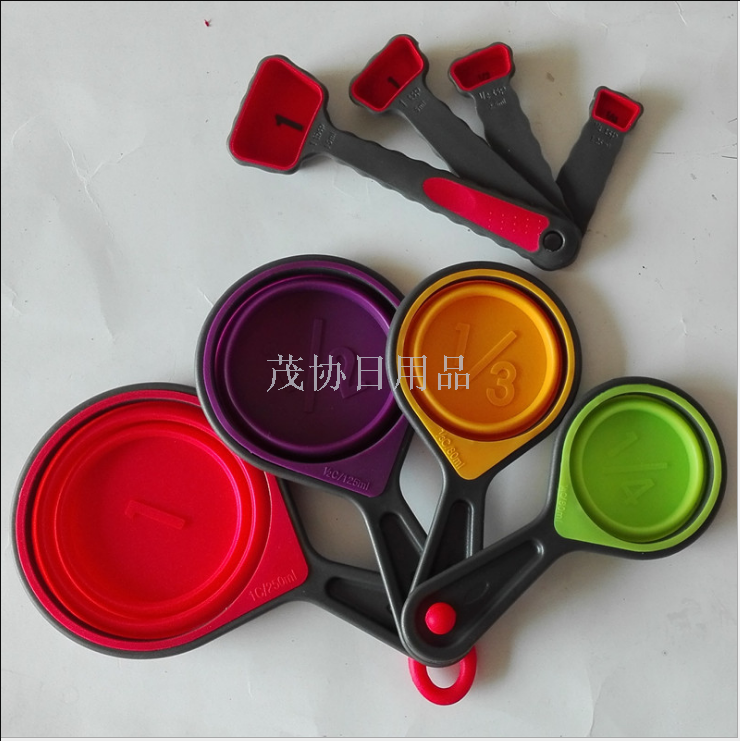 Silicone 8-piece measuring cup and spoon set for household kitchen baking tools