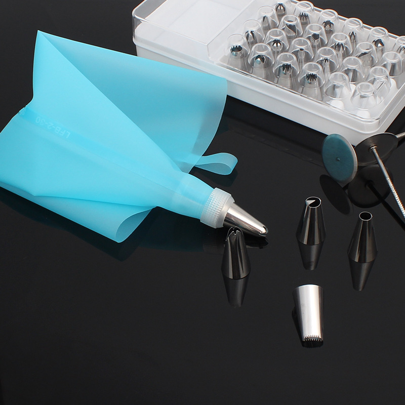28pc piping nozzle set, 24 head piping nozzle, piping nail, milking bag converter, storage box, cake baking tool