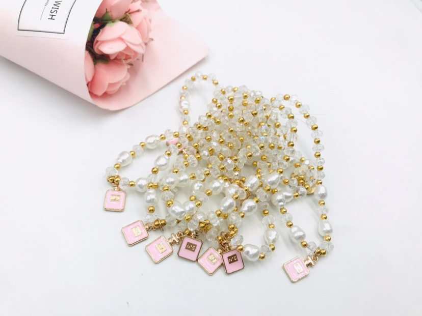 Crystal bracelet, best friend bracelet, summer jewelry, bead pendant, chain bracelet