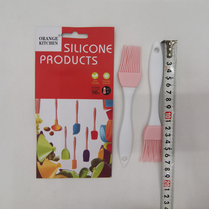 2pc silicone brush baking oil brush card packaging pink green mixed color household cream spatula DIY baking tool