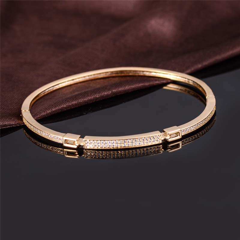 Hot selling Spring Korean New Fine Diamond Inlaid Couple Bracelet Dominates Hot Selling Gold Plated Copper Bracelet Manufacturer Direct Sales