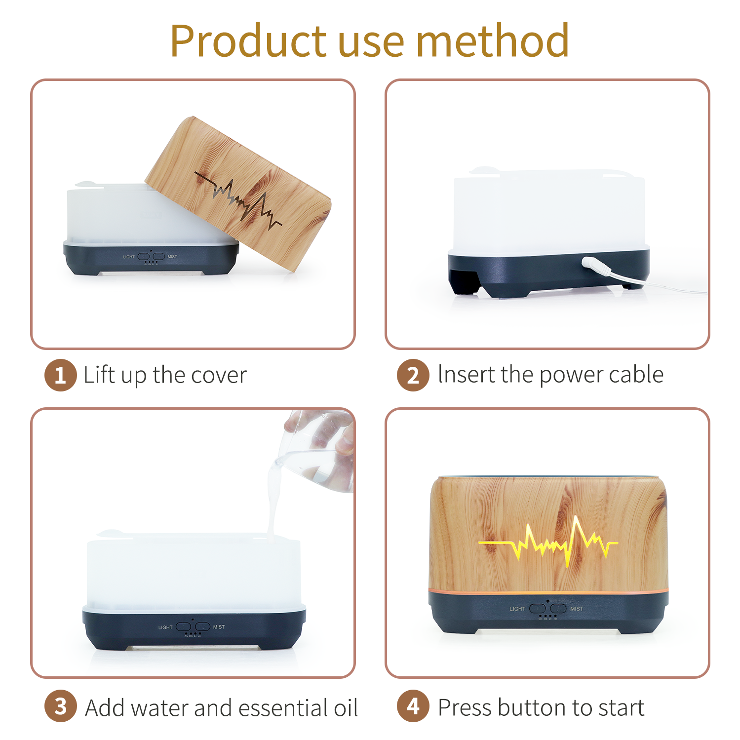 Creative flame aromatherapy machine, bedroom bedside table small night light, home office humidifier