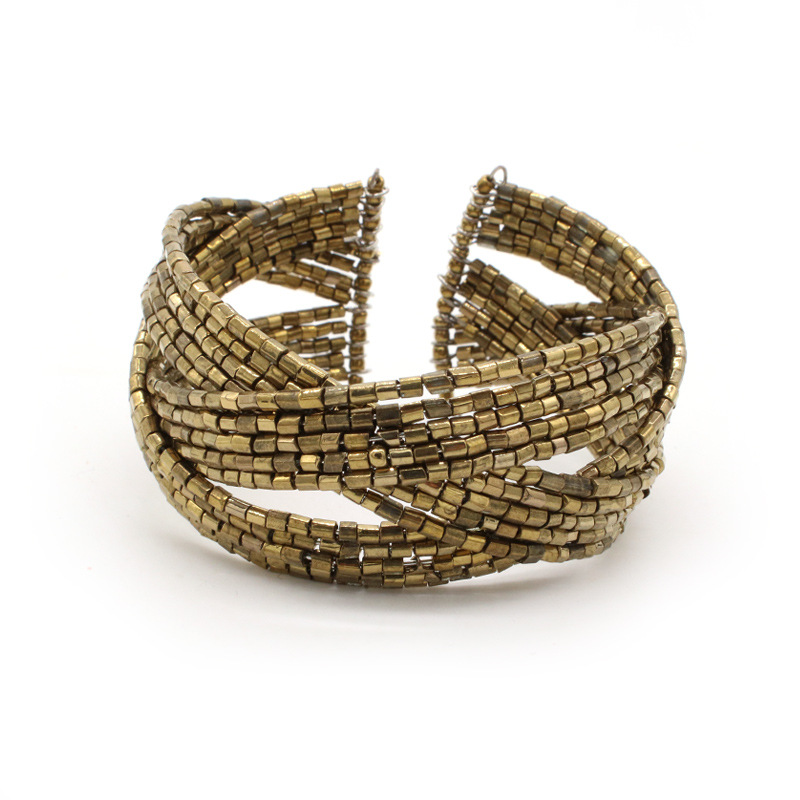 European and American ethnic style rice bead woven bracelet punk style fashion personality handmade bead multi-layer bracelet jewelry wholesale