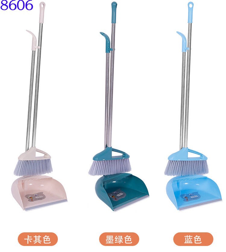 Factory direct sales broom and dustpan set combination windproof cover sweeping stainless steel plastic broom dustpan household cleaning