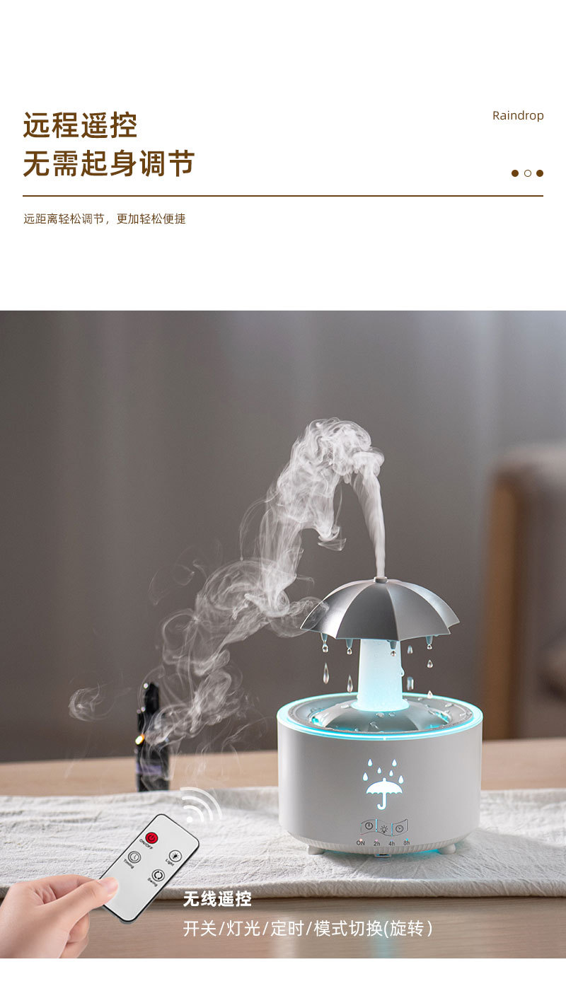 Rotating Raindrop Aromatherapy Machine, Heavy Fog Capacity, Home Office Essential Oil Fragrance Expansion, Desktop Colorful Aromatherapy Humidifier