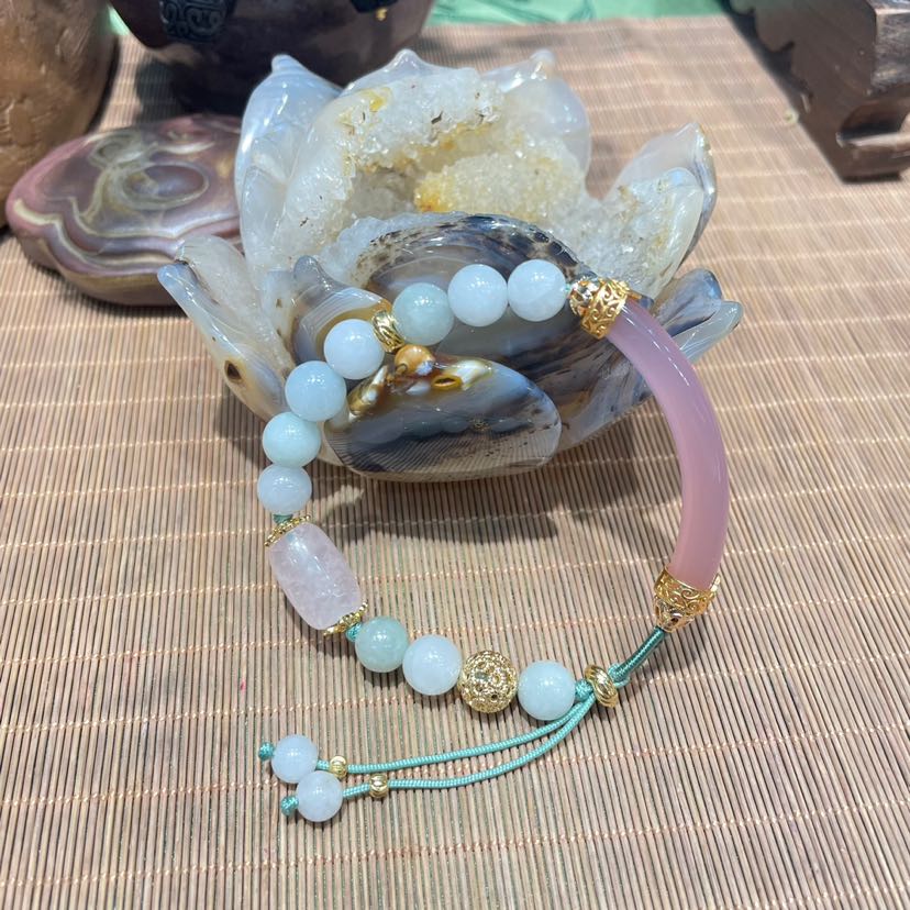 New Chinese style ancient style Chinese style original jewelry bracelet, natural jade adjustable handmade half bracelet