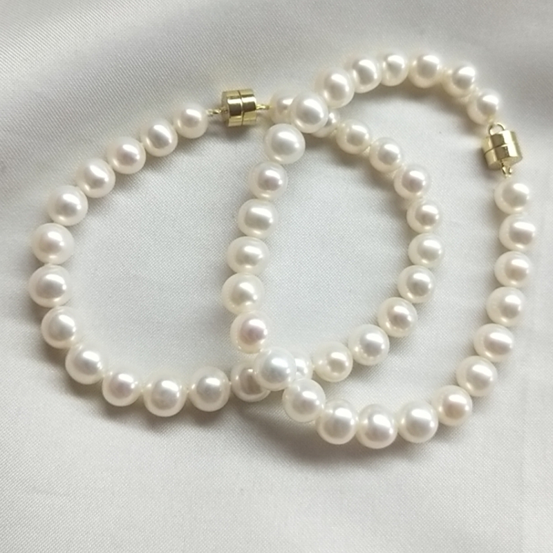 Zhuji Pearl 6-7mm Near Round Strong Light Flawless Pearl Bracelet with Iron Buckle for Easy Wearing Pearl Bracelet Gift