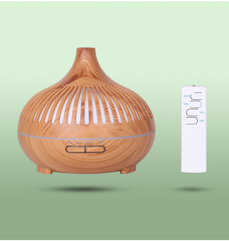Wood grain humidifier, wood grain aromatherapy machine, 500ML remote control hollow cross-border new model, 7-color lighting