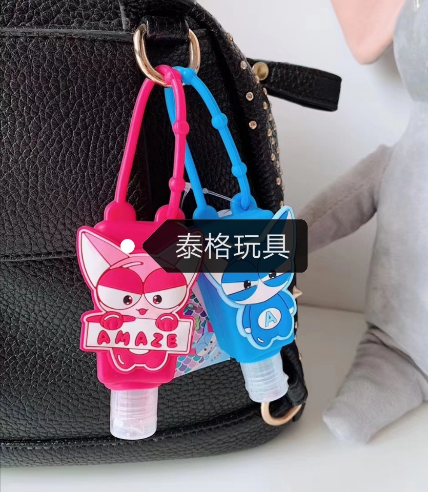 Cartoon hand sanitizer, no wash, portable hanging rope, children's hand sanitizer, PVC silicone 30ML, factory direct sales