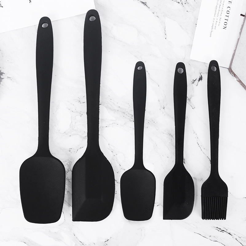 Food grade silicone scraper 5-piece set cake cream spatula oil brush batter mixing knife baking tool FDA