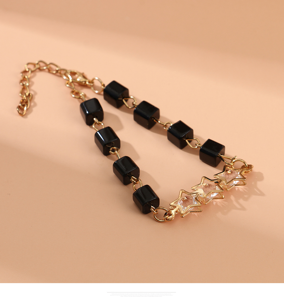 Cross border niche design in Europe and America, cool style, simple and fashionable pentagram zircon square bracelet, women's headwear accessory