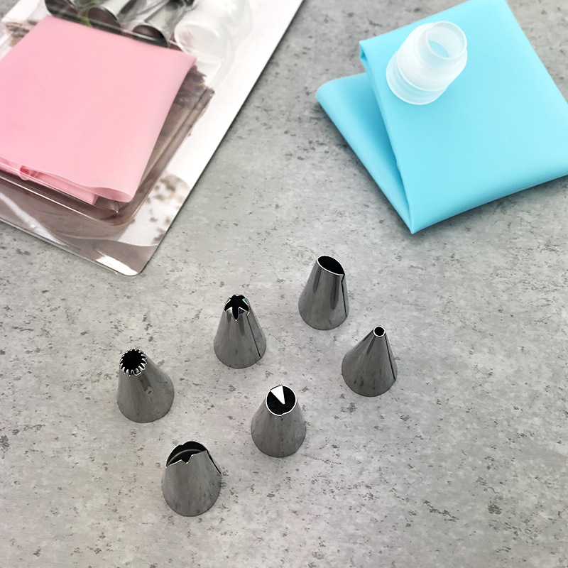Stainless steel piping nozzle set of 8 pieces, puff cream nozzle cake tool, piping bag converter, baking supplies