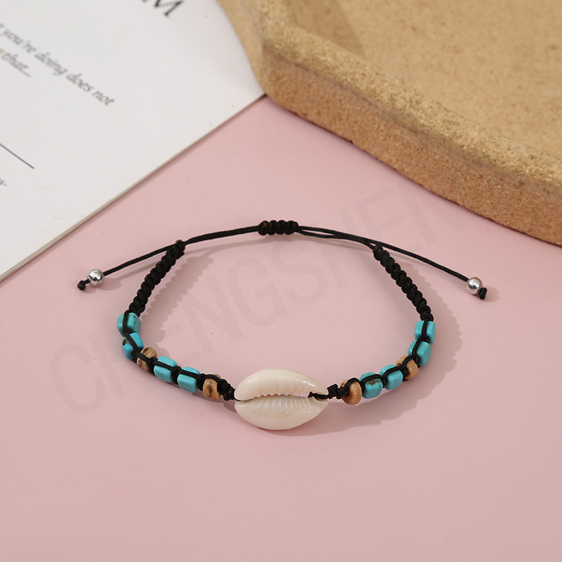 Cross border Ins style pearl shell weaving bracelet DIY turquoise bead jewelry women's versatile accessory set