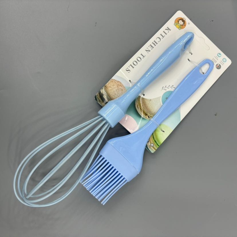 Silicone brush with scraping silicone brush set, food clip set