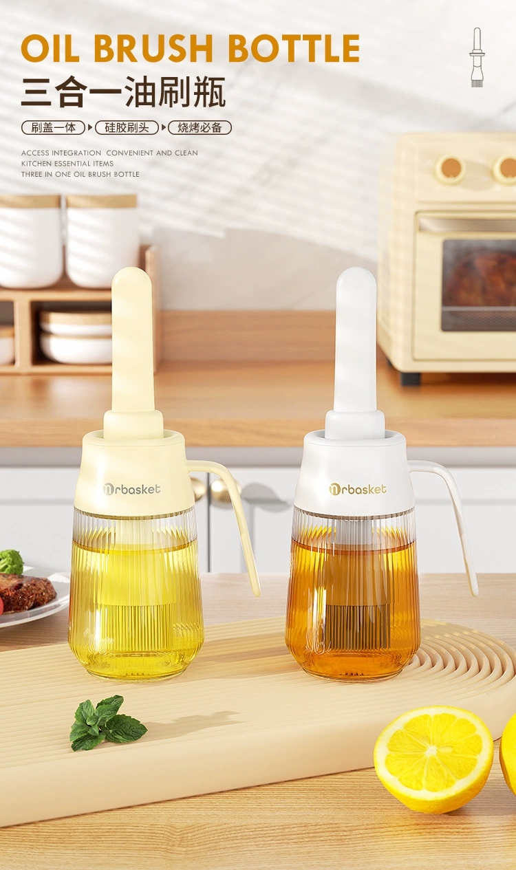 S44-S2308583 integrated oil brush, heat-resistant barbecue silicone brush, light luxury baking with bottle, oil brush bottle, kitchen
