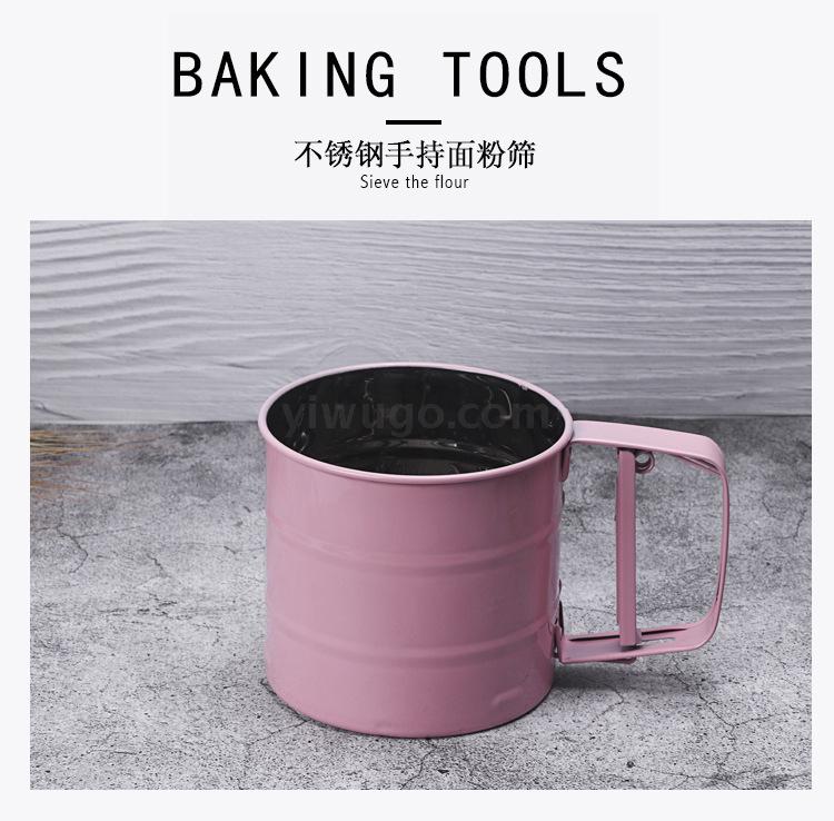 Small Tool Kitchen Flour Sieve Manual Baking Utensils Color Spray Paint Stainless Steel Handheld Small Cake