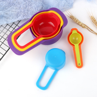 Small tool baking spoon set 6-piece combination plastic rainbow measuring cup cake milk powder spoon coffee spoon